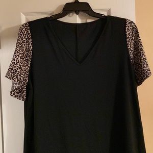 Black and cheetah sleeve dress